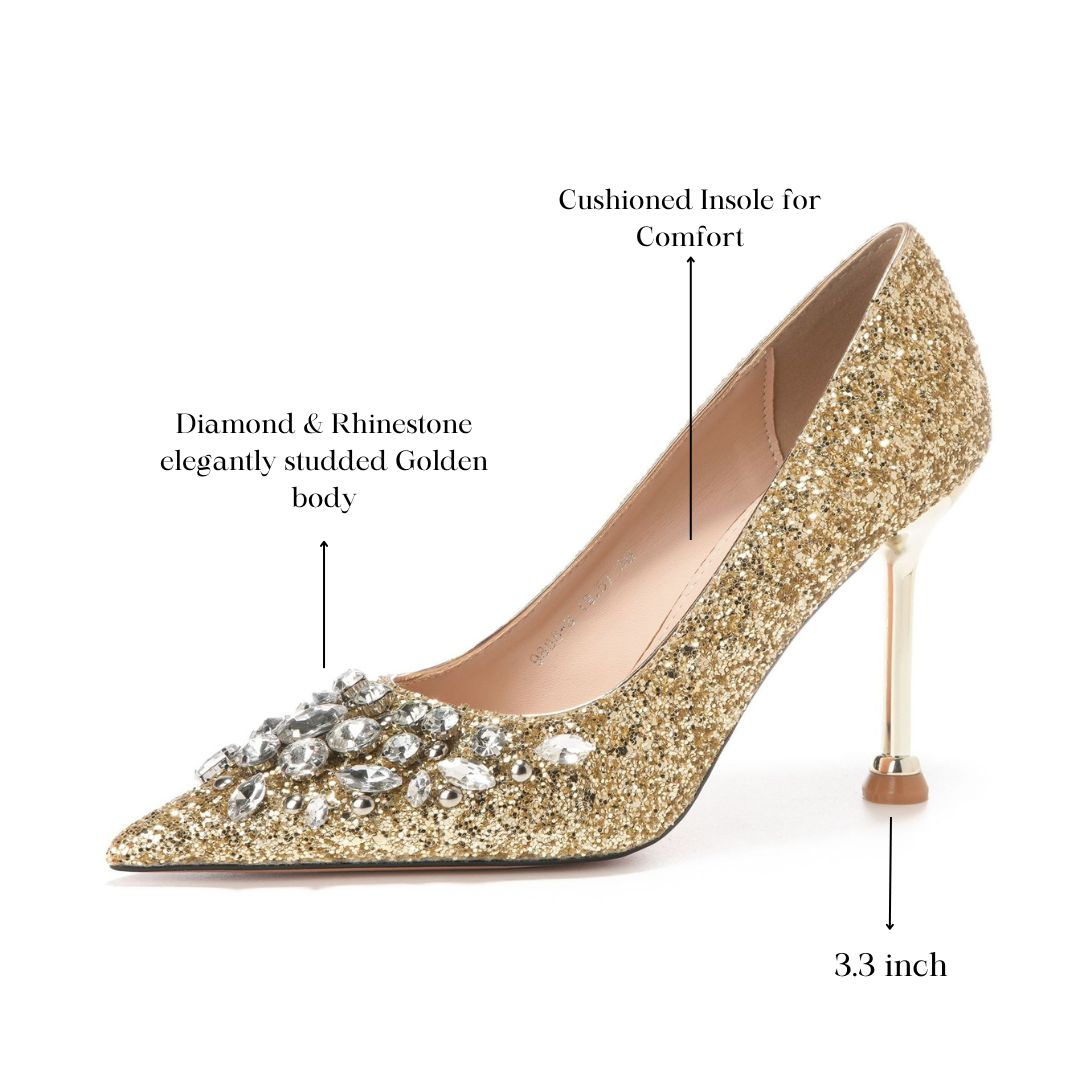 Gold glitter Bridal heels 