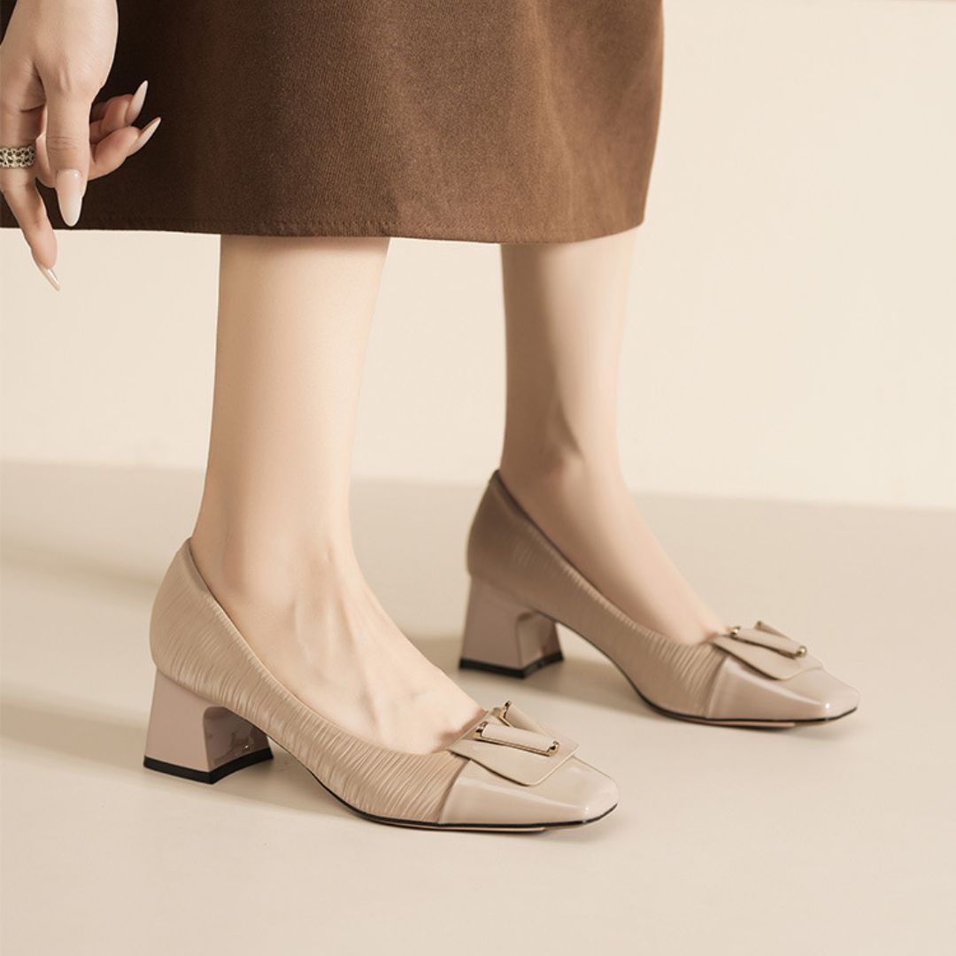 Pure Poise nude block heel height and sole view