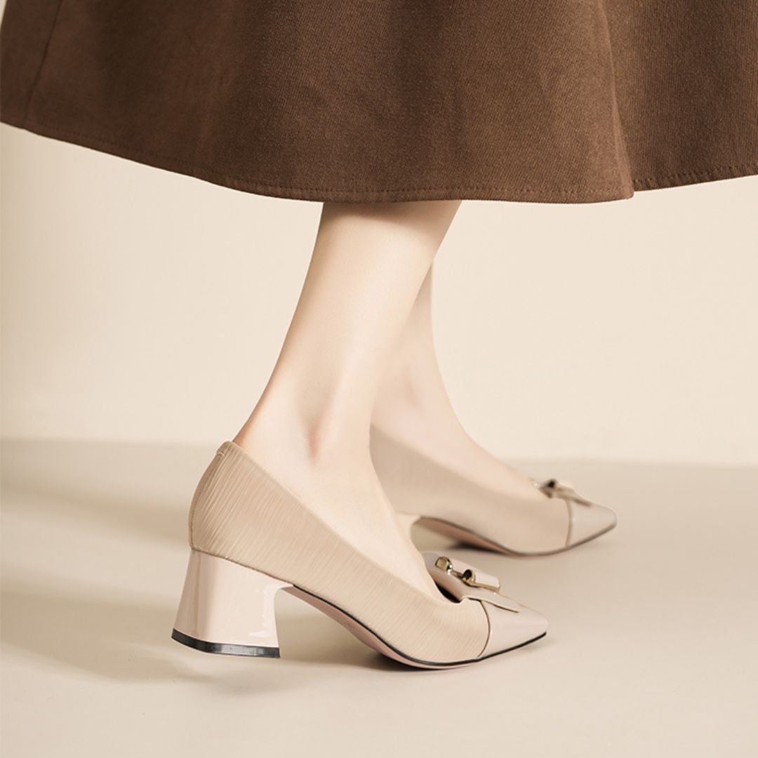 Pure Poise nude office heels styled look
