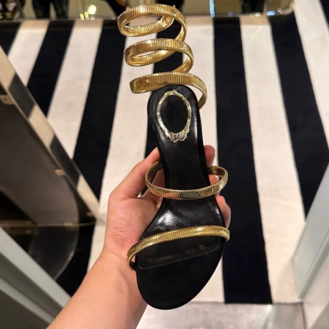 Zuleta Snake Mules Heels Bulk Luxury Designer Crystal Inset Rene