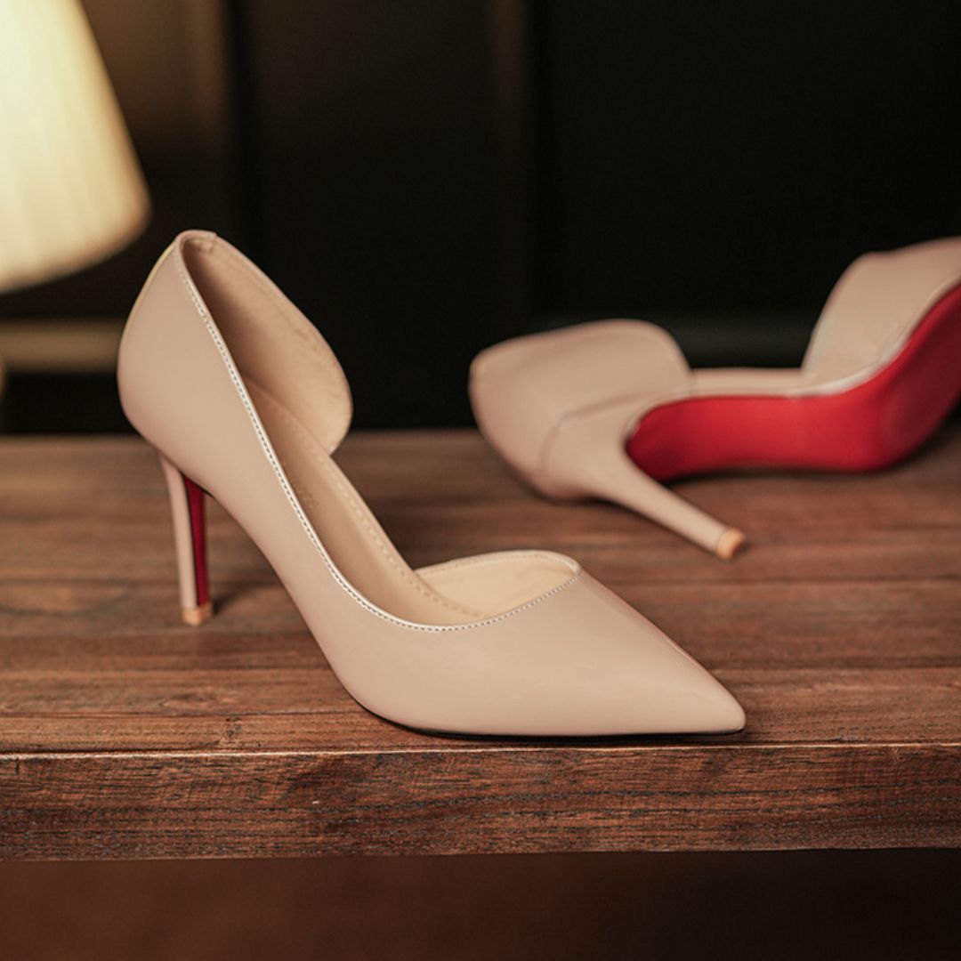 Nightline nude cutaway stiletto heels - side profile