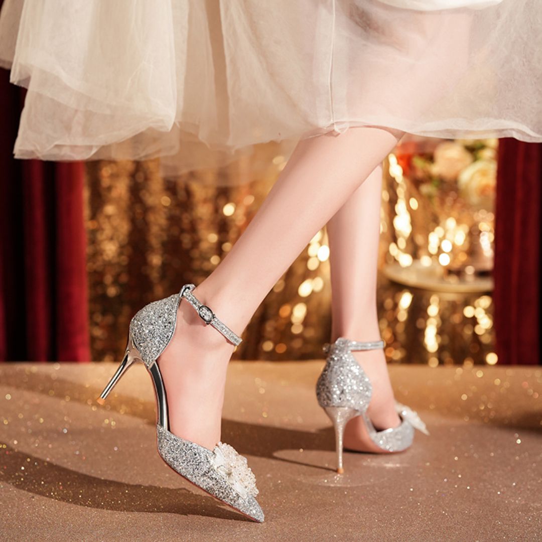 Silver Glitter Bridal Heel 