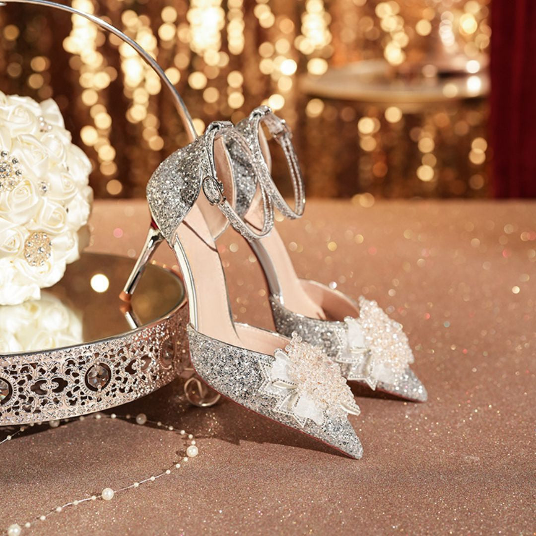 Silver Glitter Bridal Heel 