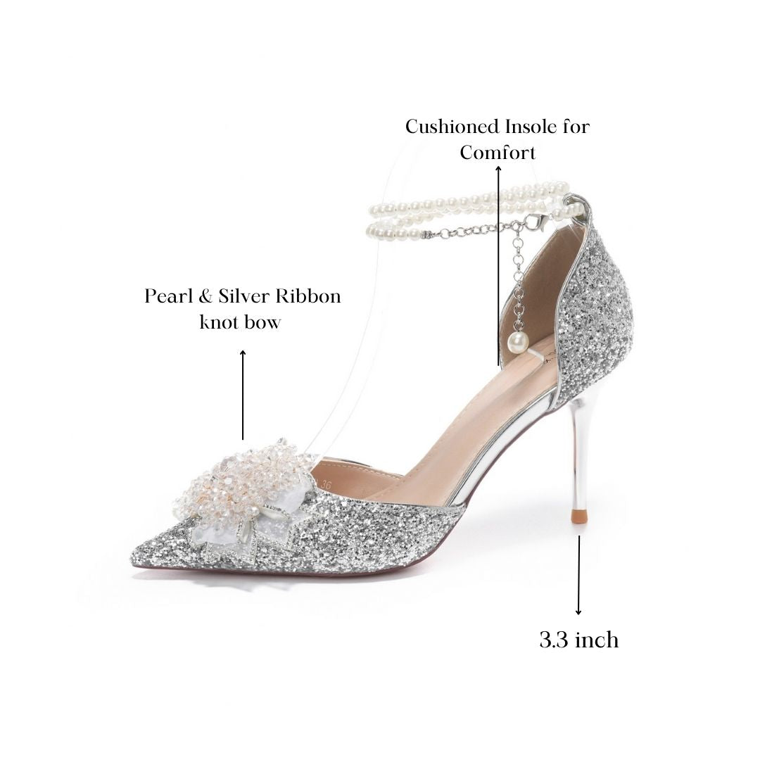 Silver Glitter Bridal Heel 