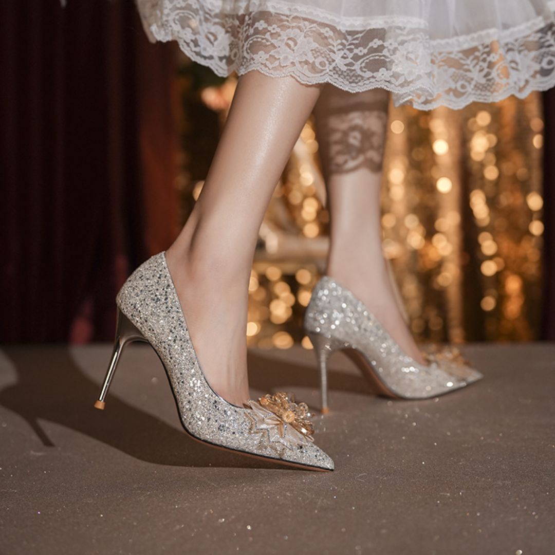 Silver Shimmer Bridal heel
