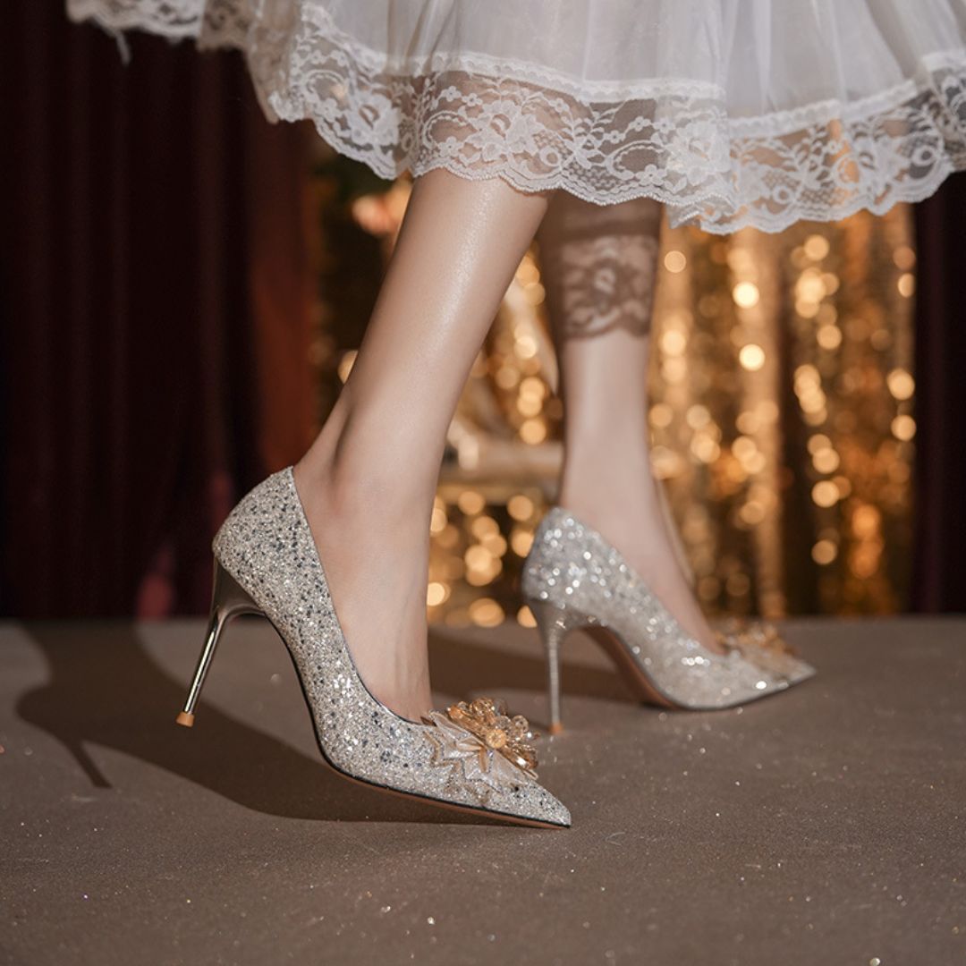 Silver Shimmer Bridal heel