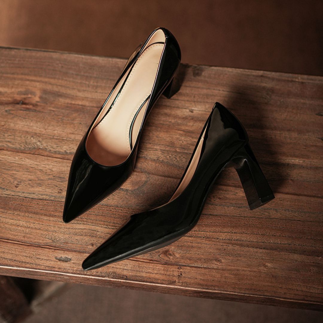 Madam black block heel height and sole view