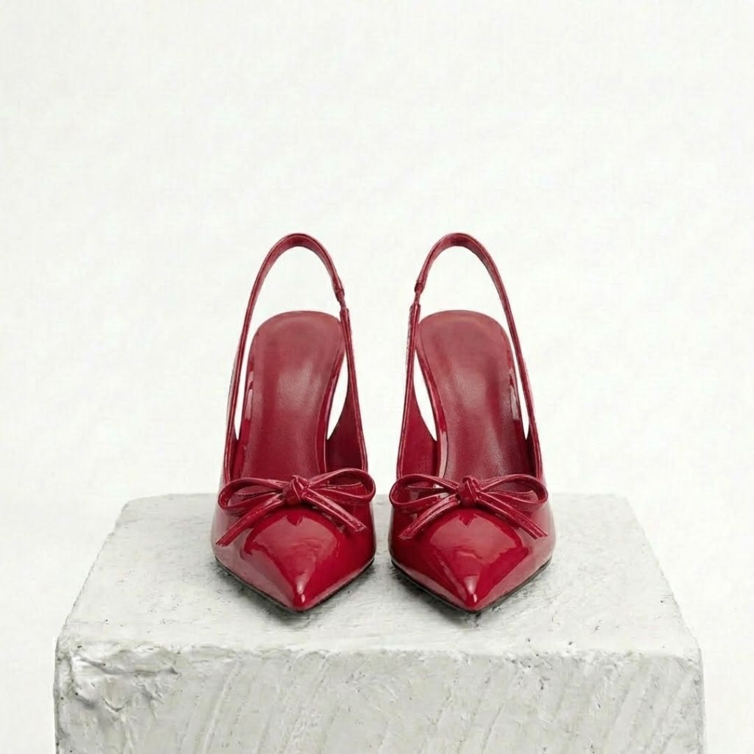 Red high-Party heel with a bow 