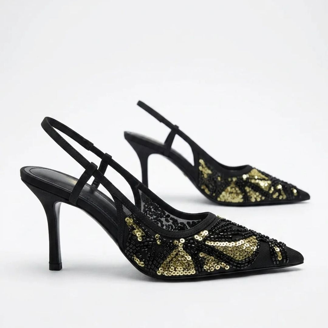 Night Star - Black & Gold Party Heel