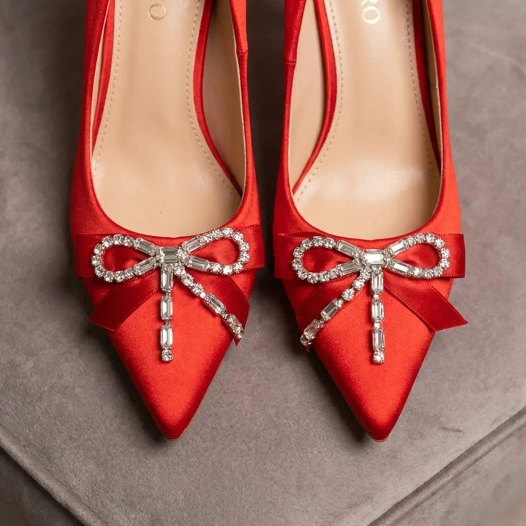 Ozzaro Rang Rani – red bridal heel for Indian wedding close-up