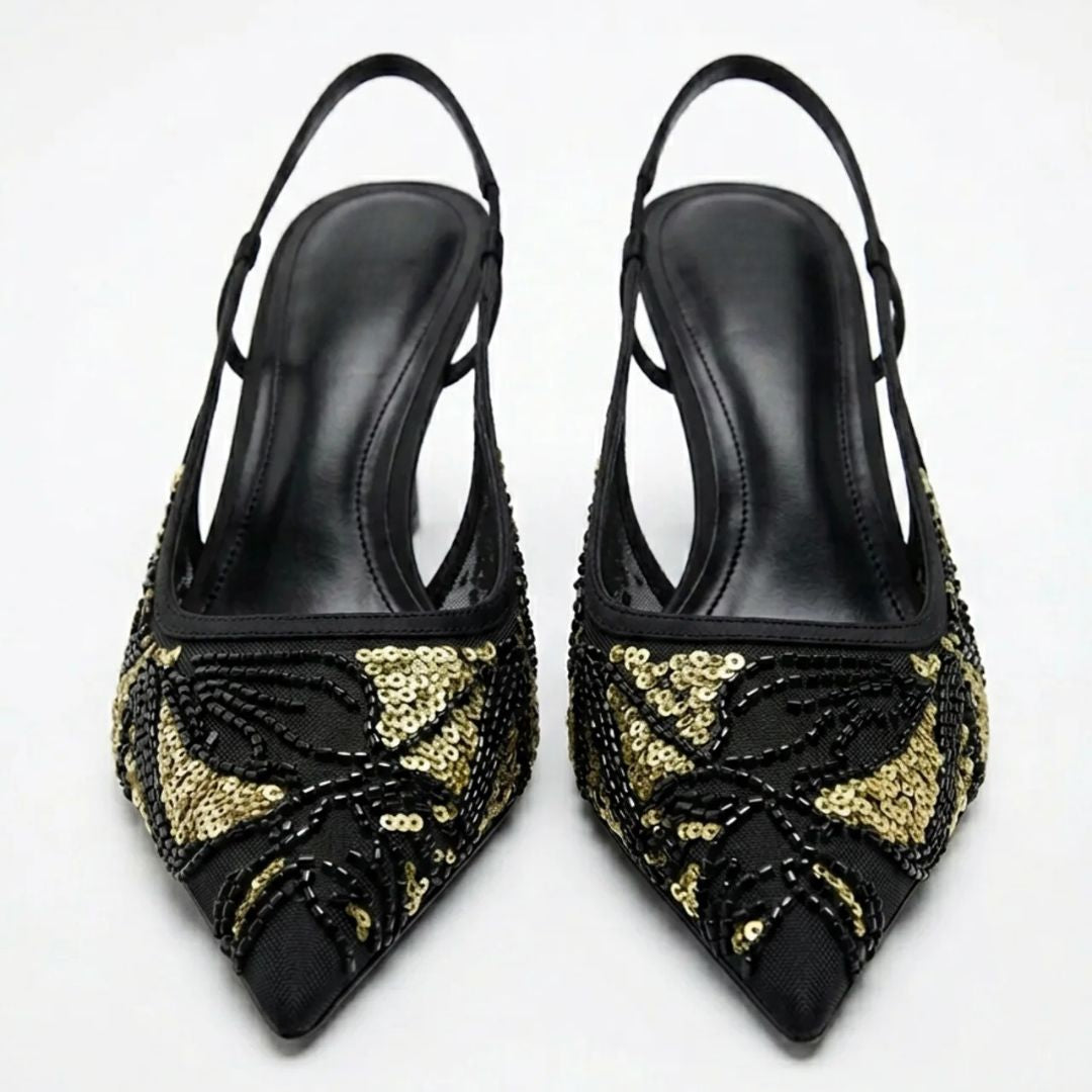 Night Star - Black & Gold Party Heel