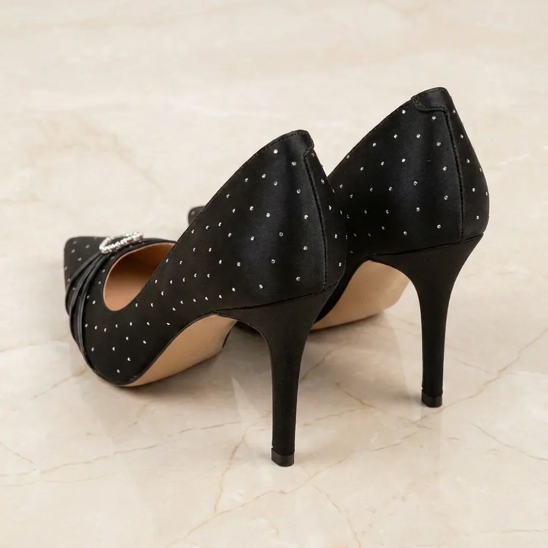 Ozzaro Studio Star – black suede party heel angle view