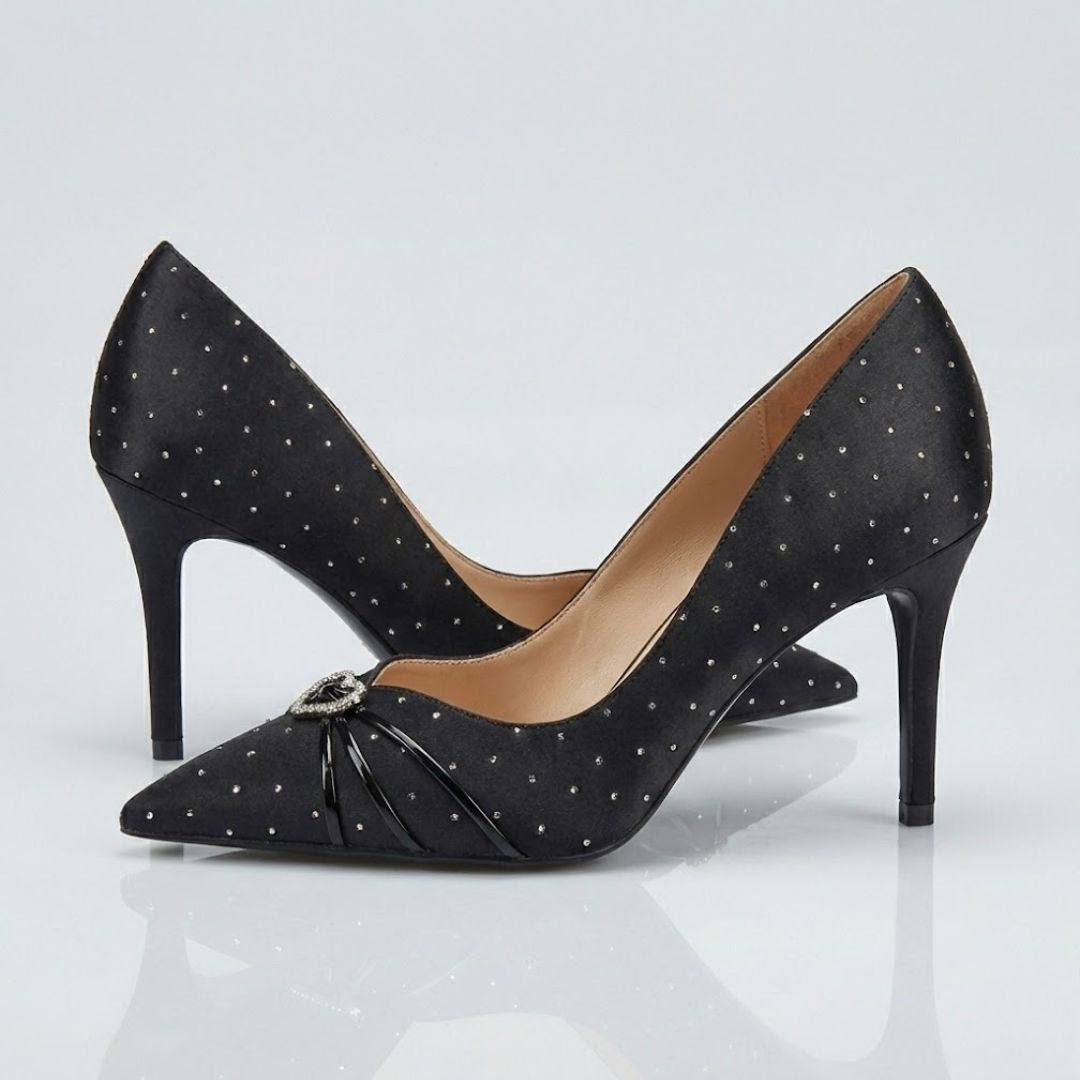 Black polka dot Party heel Side View 
