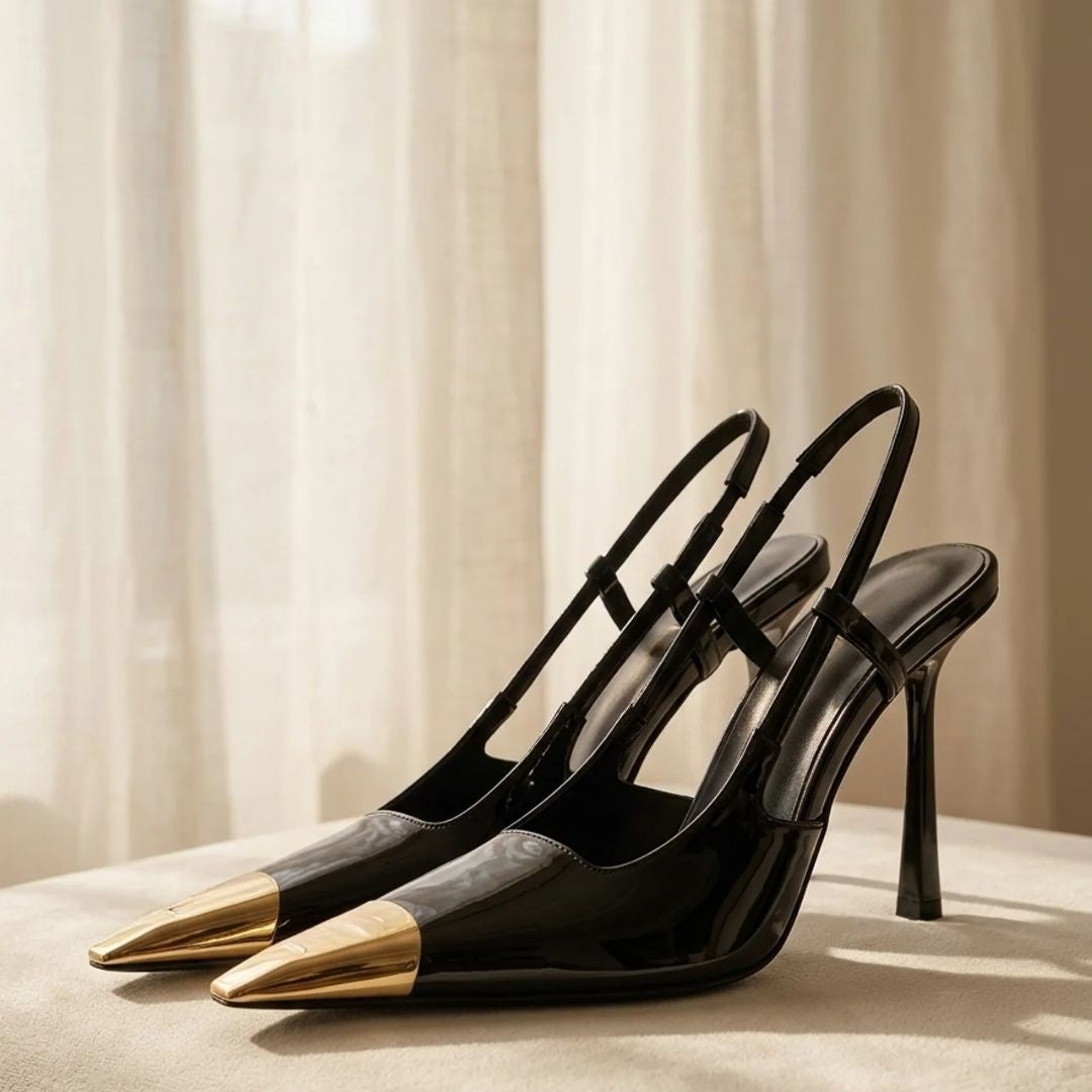 Gilded Edge — Black Cocktail & Party Heels | Ozzaro