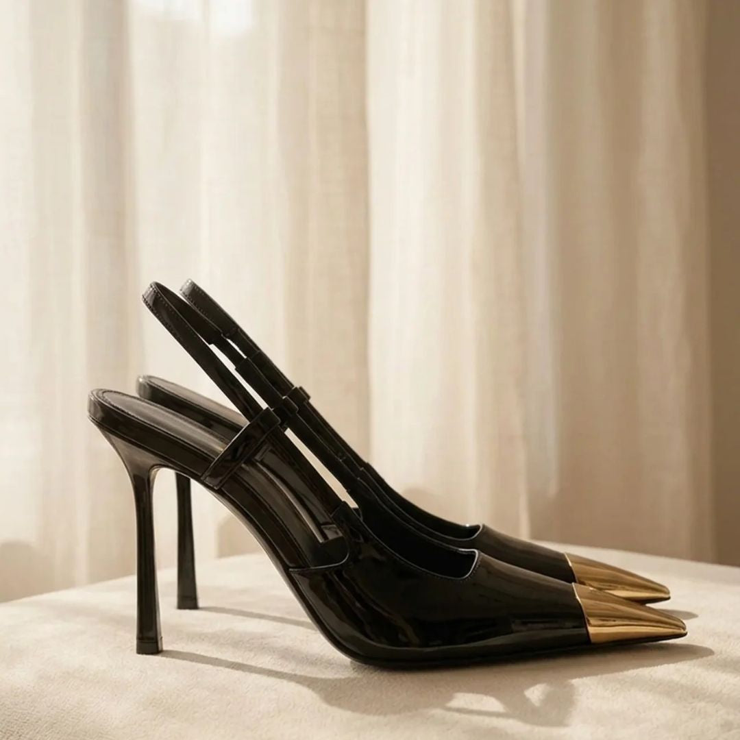 Gilded Edge — Black Cocktail & Party Heels | Ozzaro