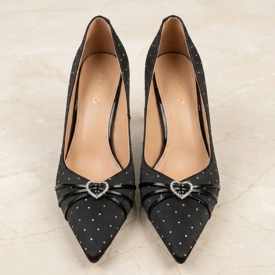 Ozzaro Studio Star – black suede party stiletto close-up