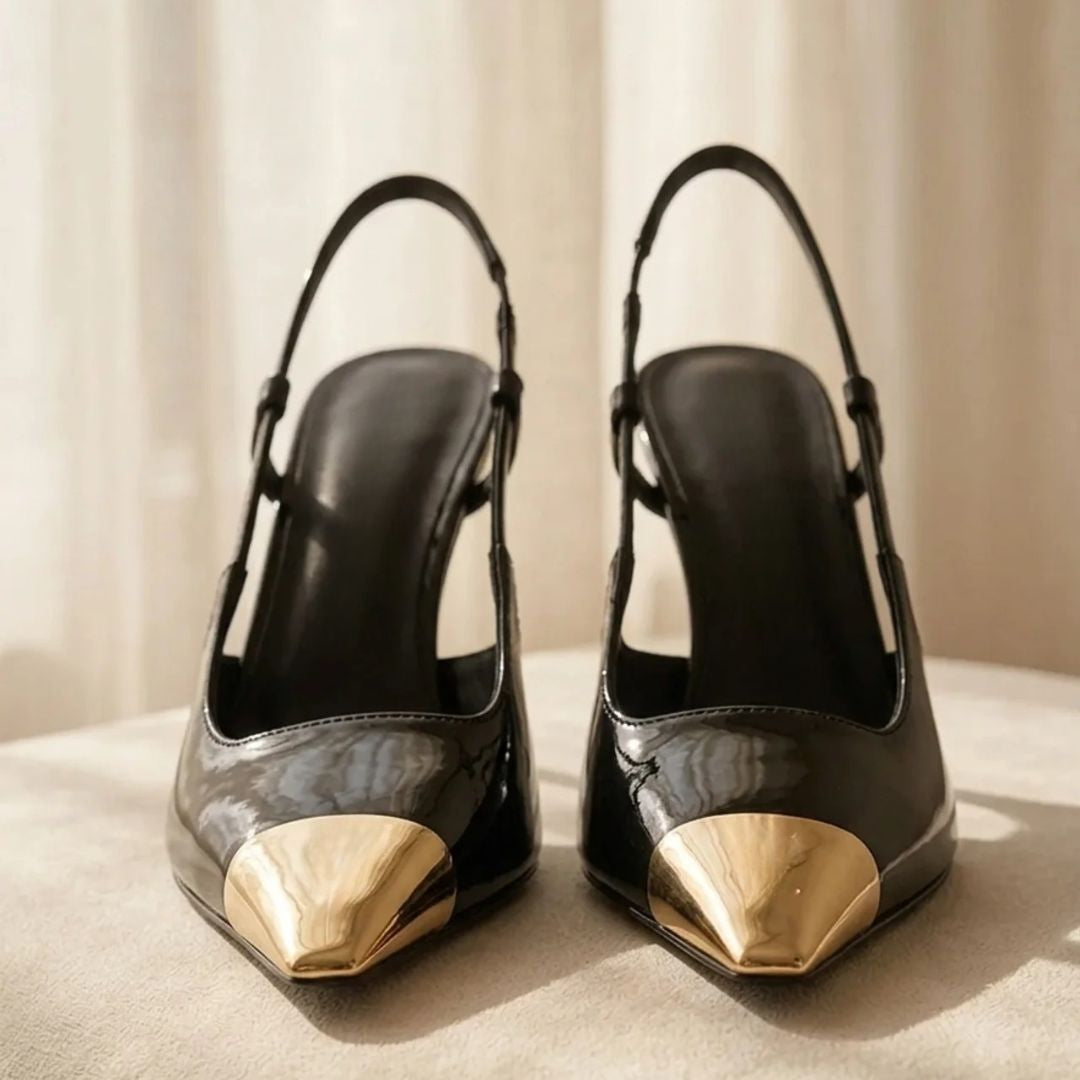 Gilded Edge — Black Cocktail & Party Heels | Ozzaro