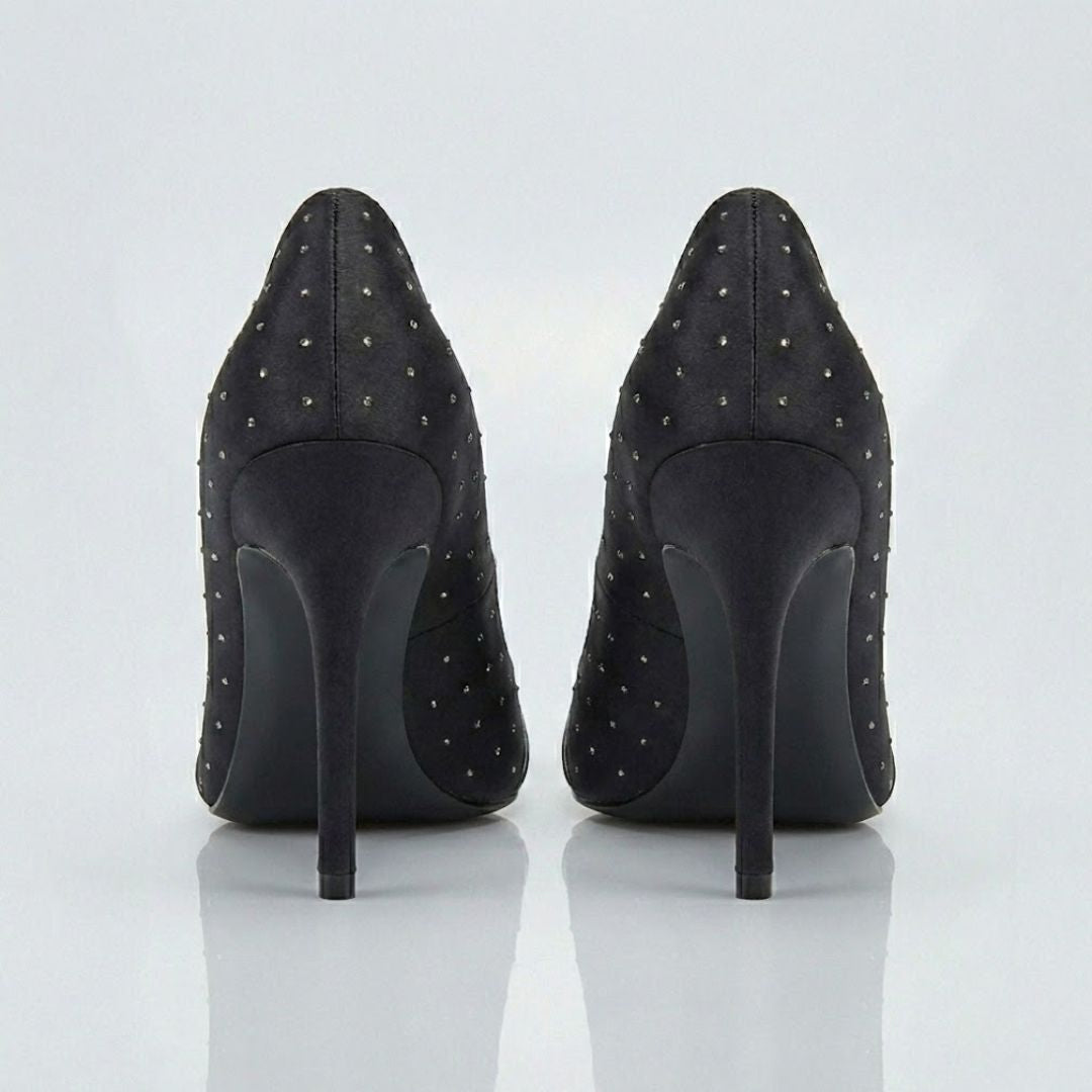 Black polka dot Party heel Back view 