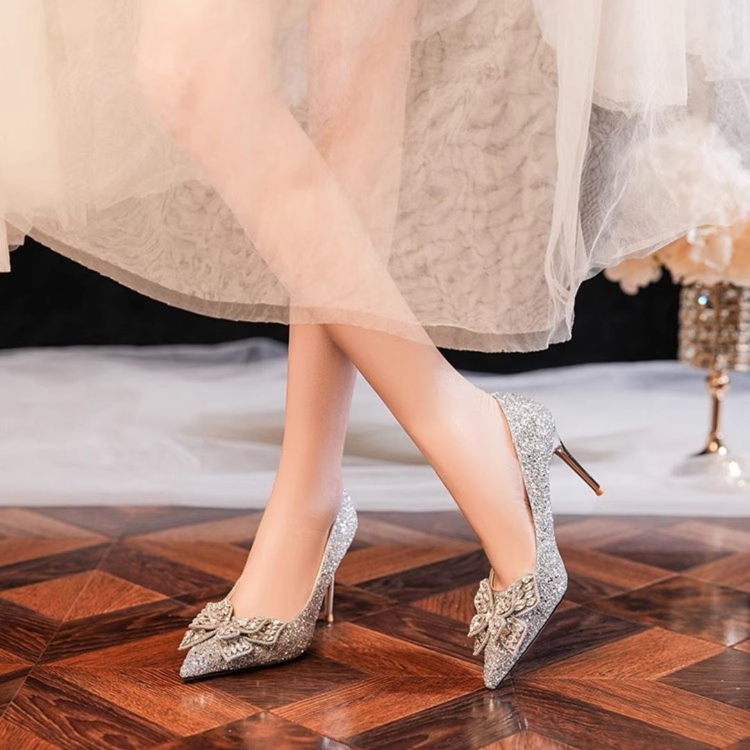 Malika(Silver) — Silver Bridal & Wedding Heels | Ozzaro