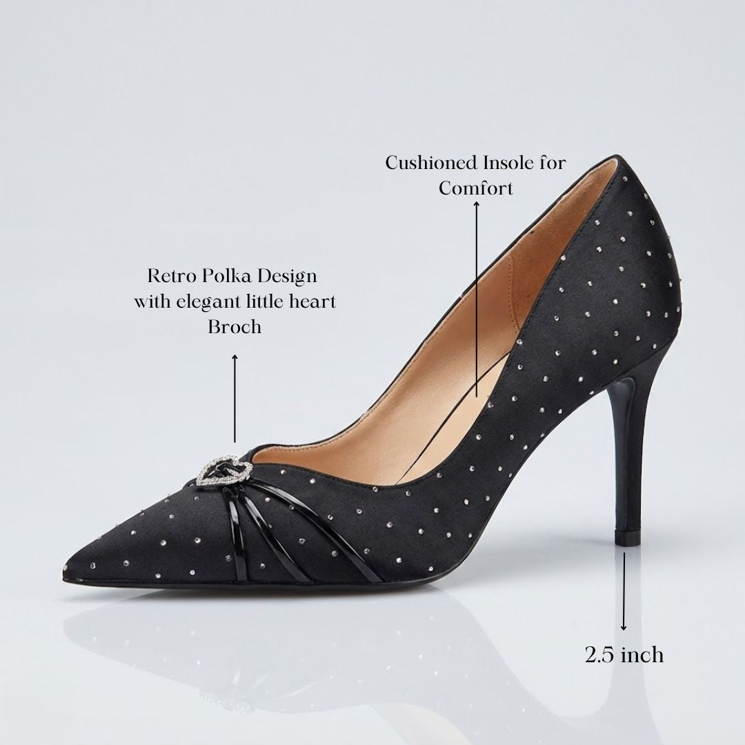 Black polka dot Party heel detailed  view 