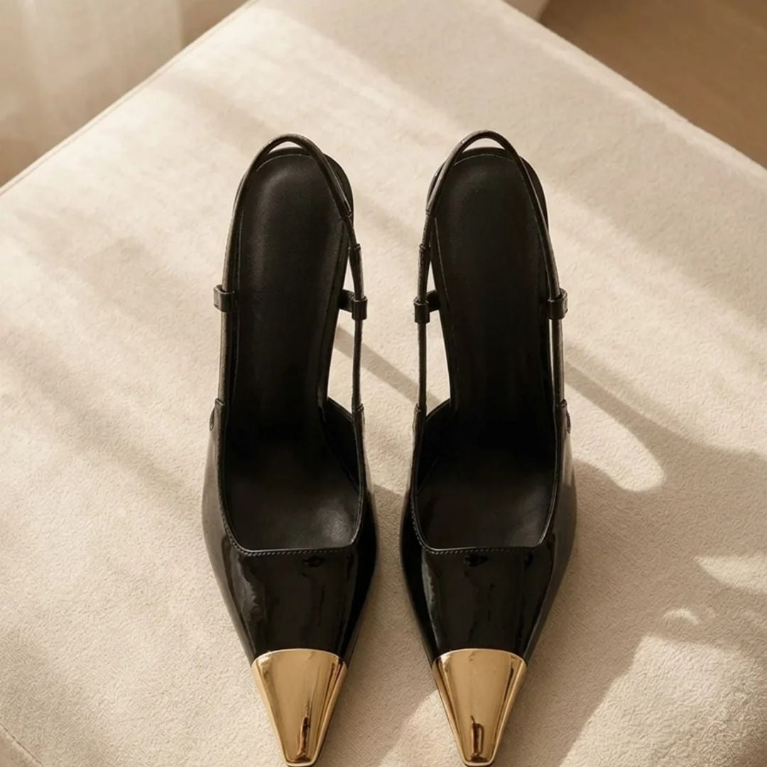Gilded Edge — Black Cocktail & Party Heels | Ozzaro