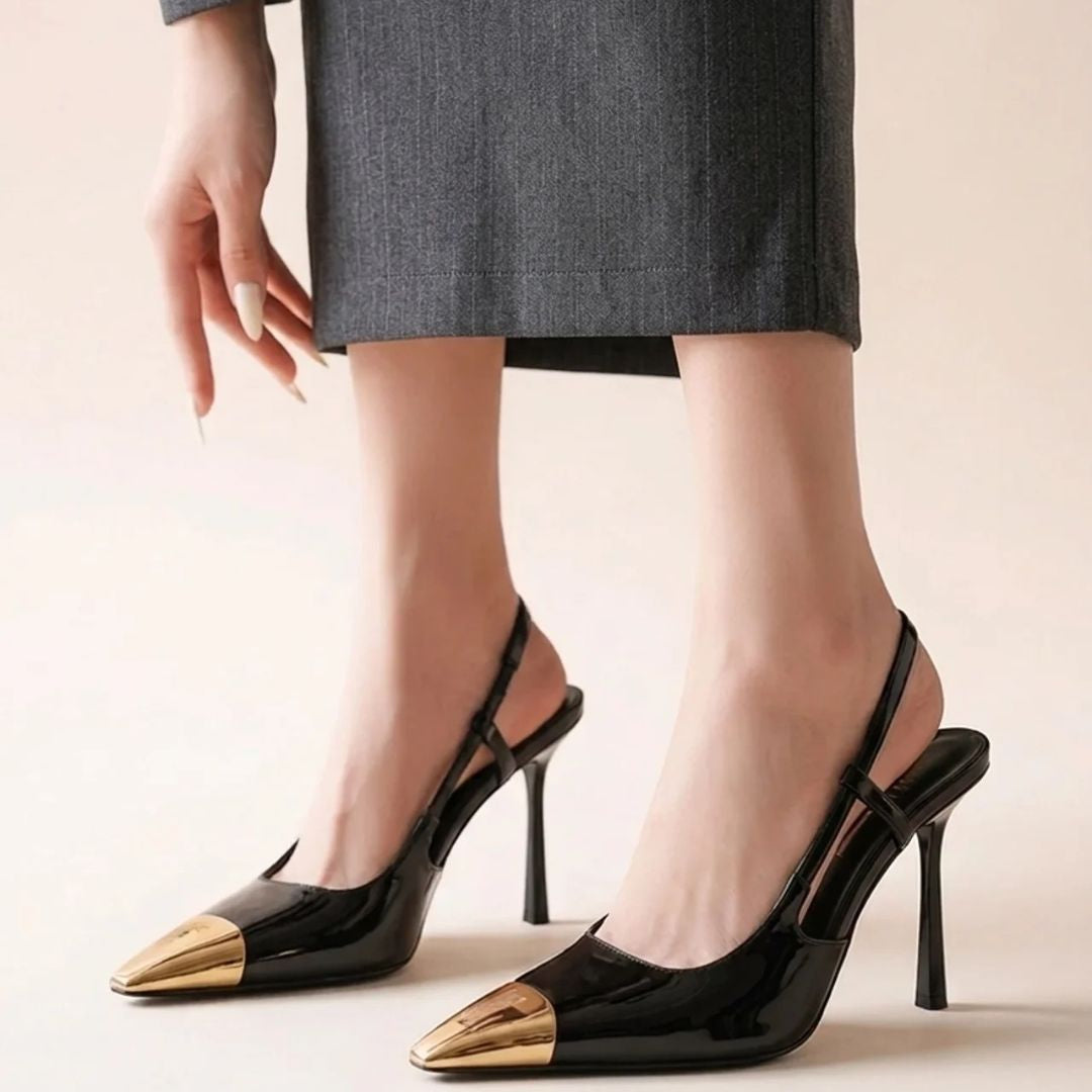 Gilded Edge — Black Cocktail & Party Heels | Ozzaro