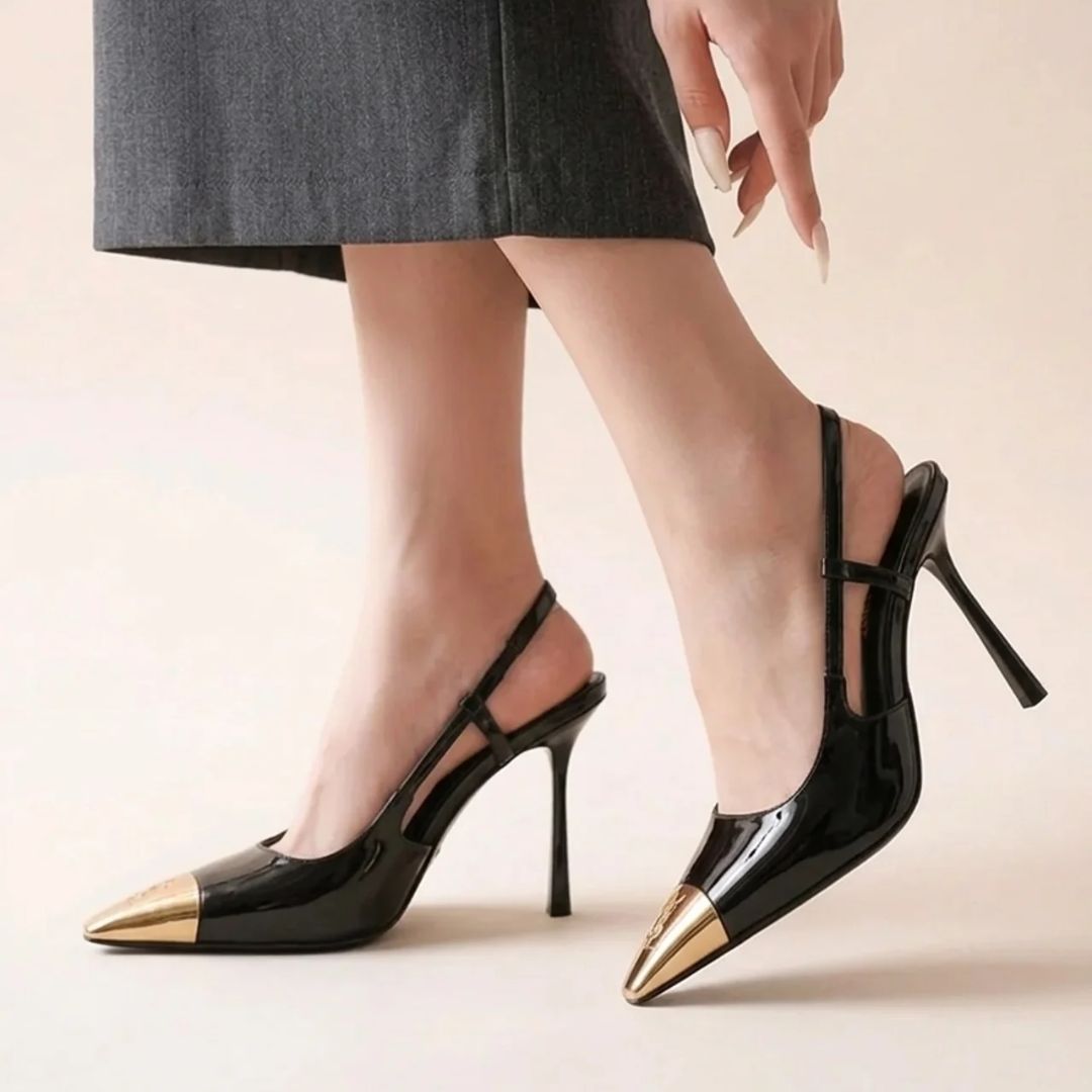 Gilded Edge — Black Cocktail & Party Heels | Ozzaro