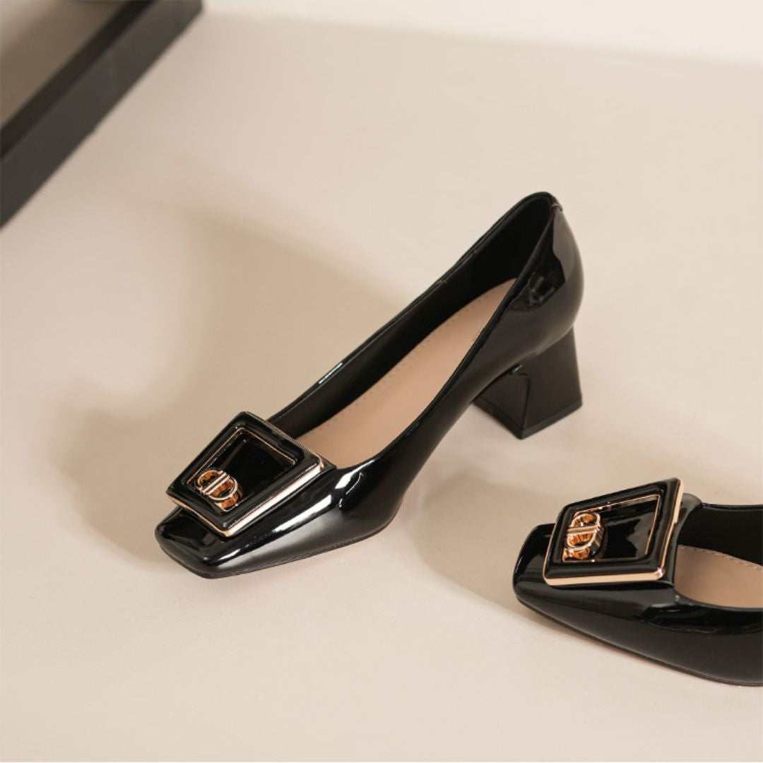 Urban Block — Black Office & Smart Casual Heels | Ozzaro