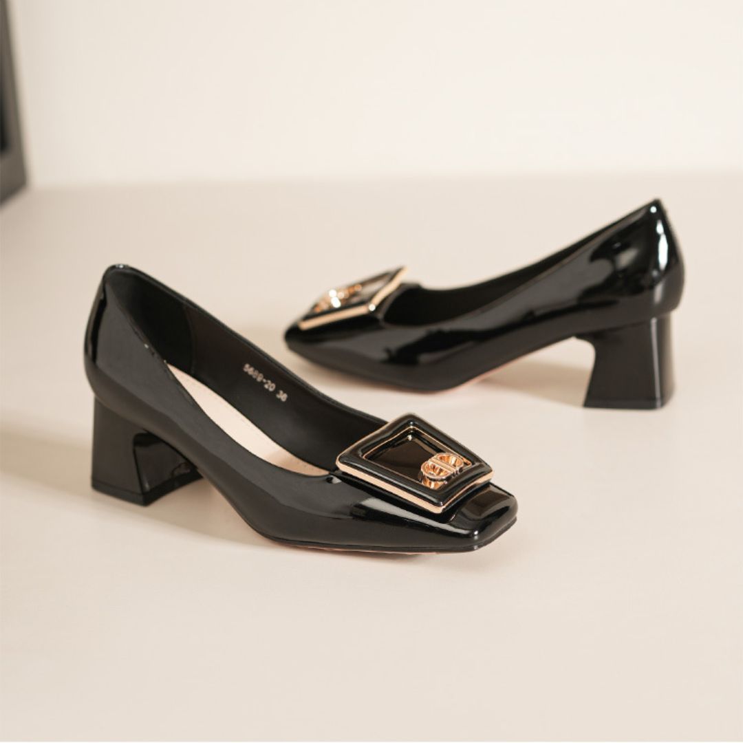 Urban Block — Black Office & Smart Casual Heels | Ozzaro
