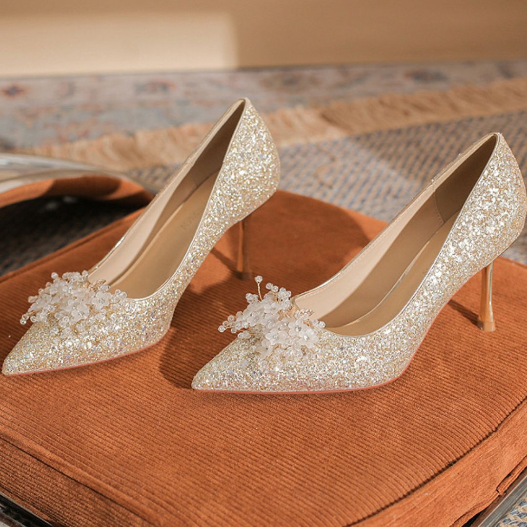 Meher bloom - Silver Bridal Heel | Ozzaro