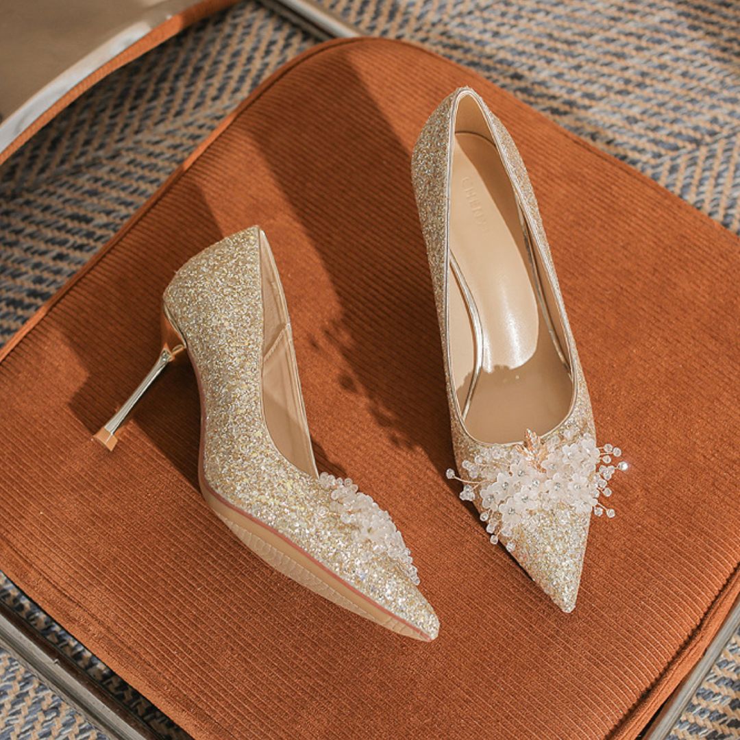 Meher bloom - Silver Bridal Heel | Ozzaro