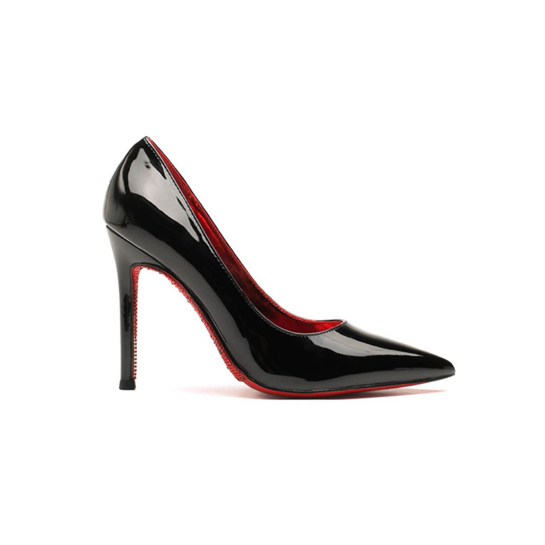 The Final Walk — Black Patent Stiletto Party Heels  | Ozzaro