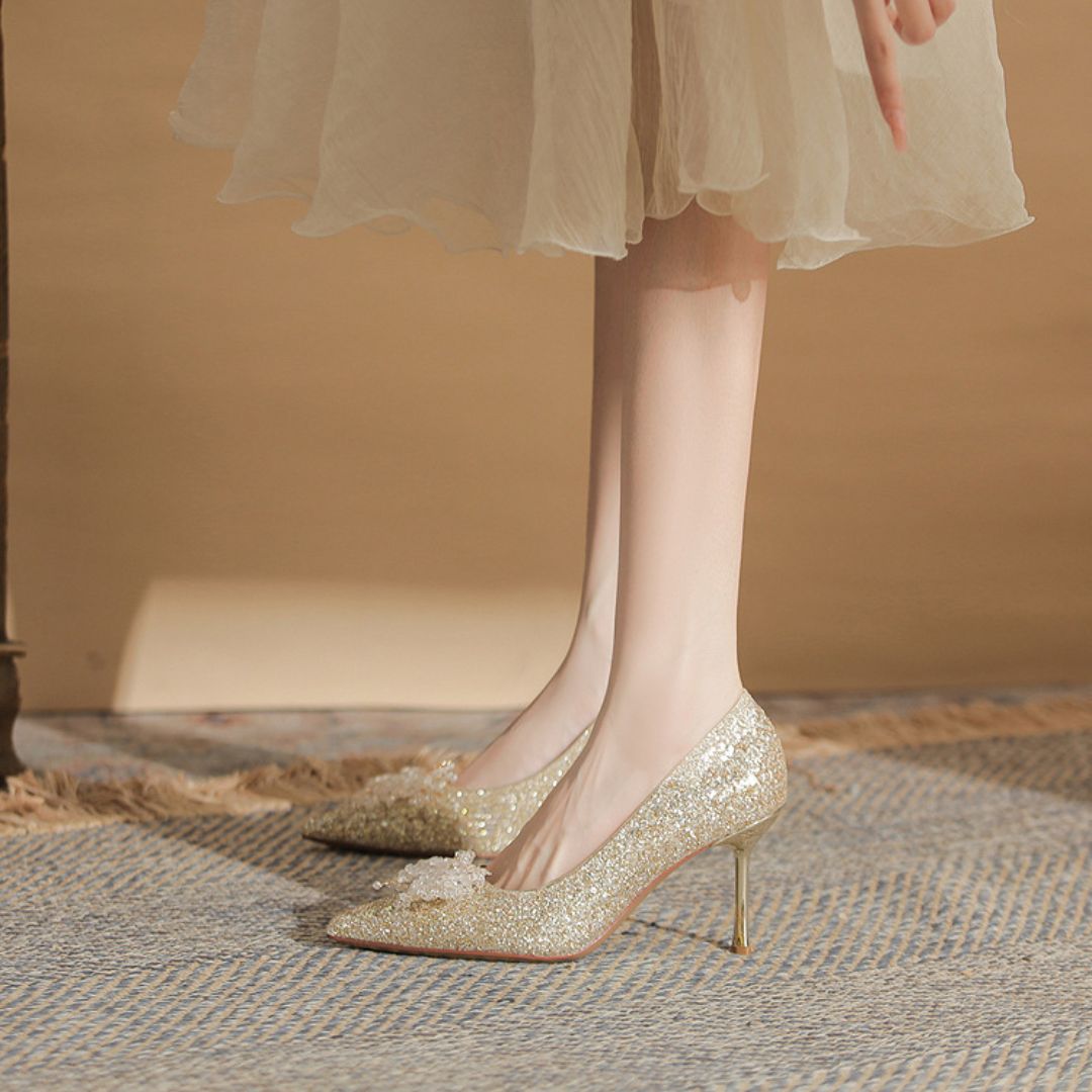 Meher bloom - Silver Bridal Heel | Ozzaro