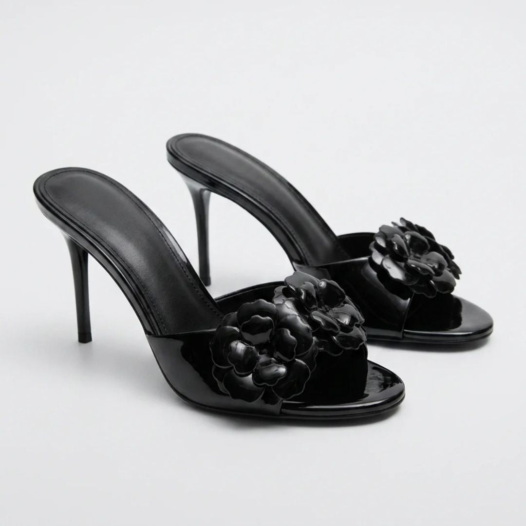 Bloom Petal - Black Rose Party heel