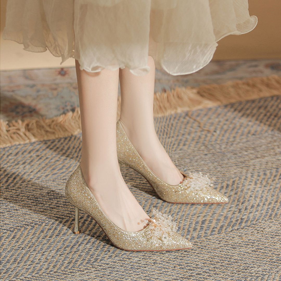 Meher bloom - Silver Bridal Heel | Ozzaro
