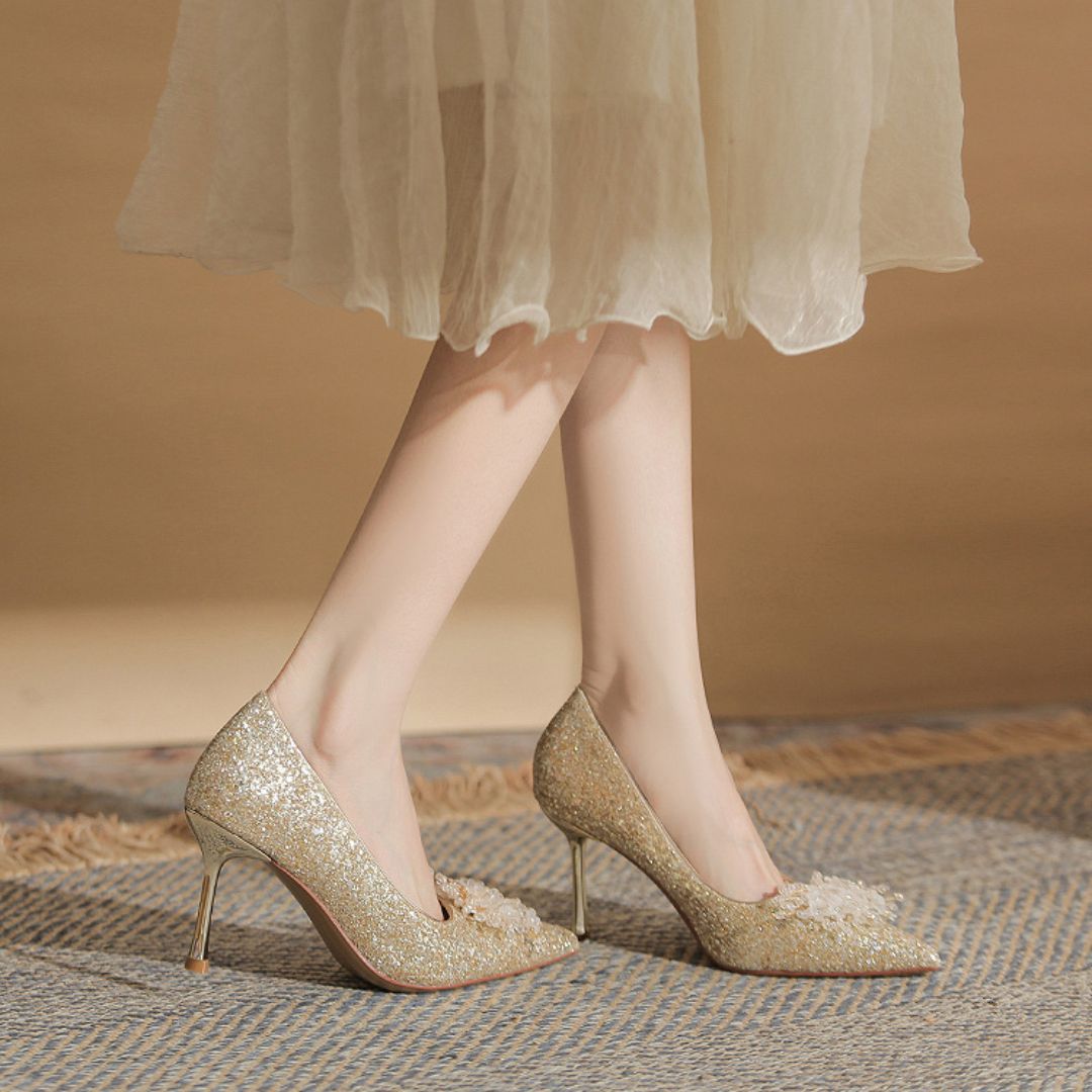 Meher bloom - Silver Bridal Heel | Ozzaro