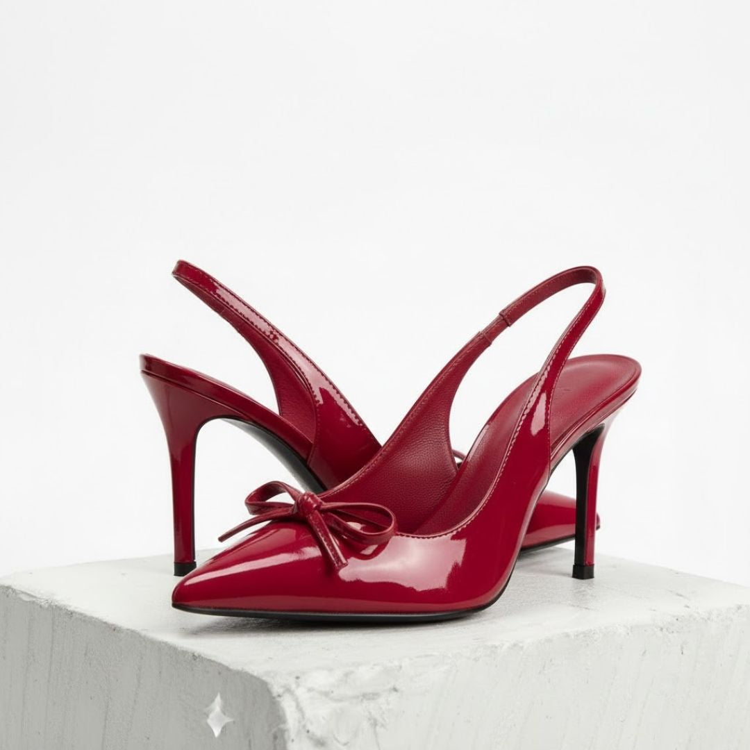 Red high-Party heel with a bow 