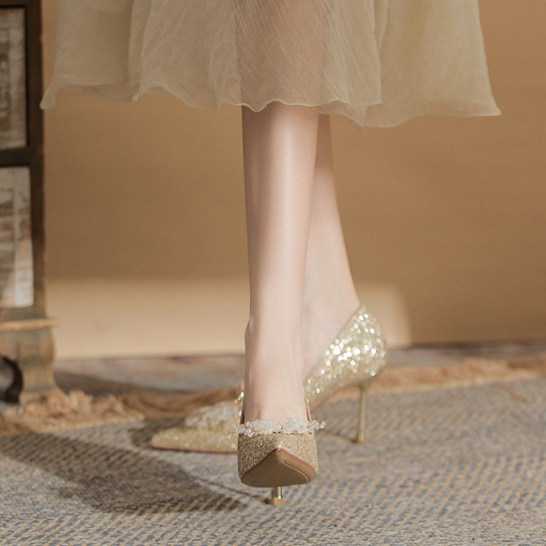 Meher bloom - Silver Bridal Heel | Ozzaro