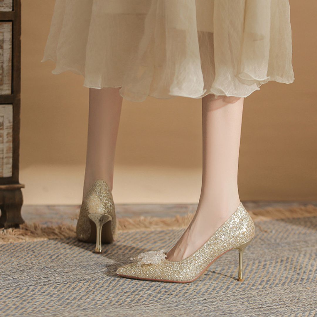 Meher bloom - Silver Bridal Heel | Ozzaro