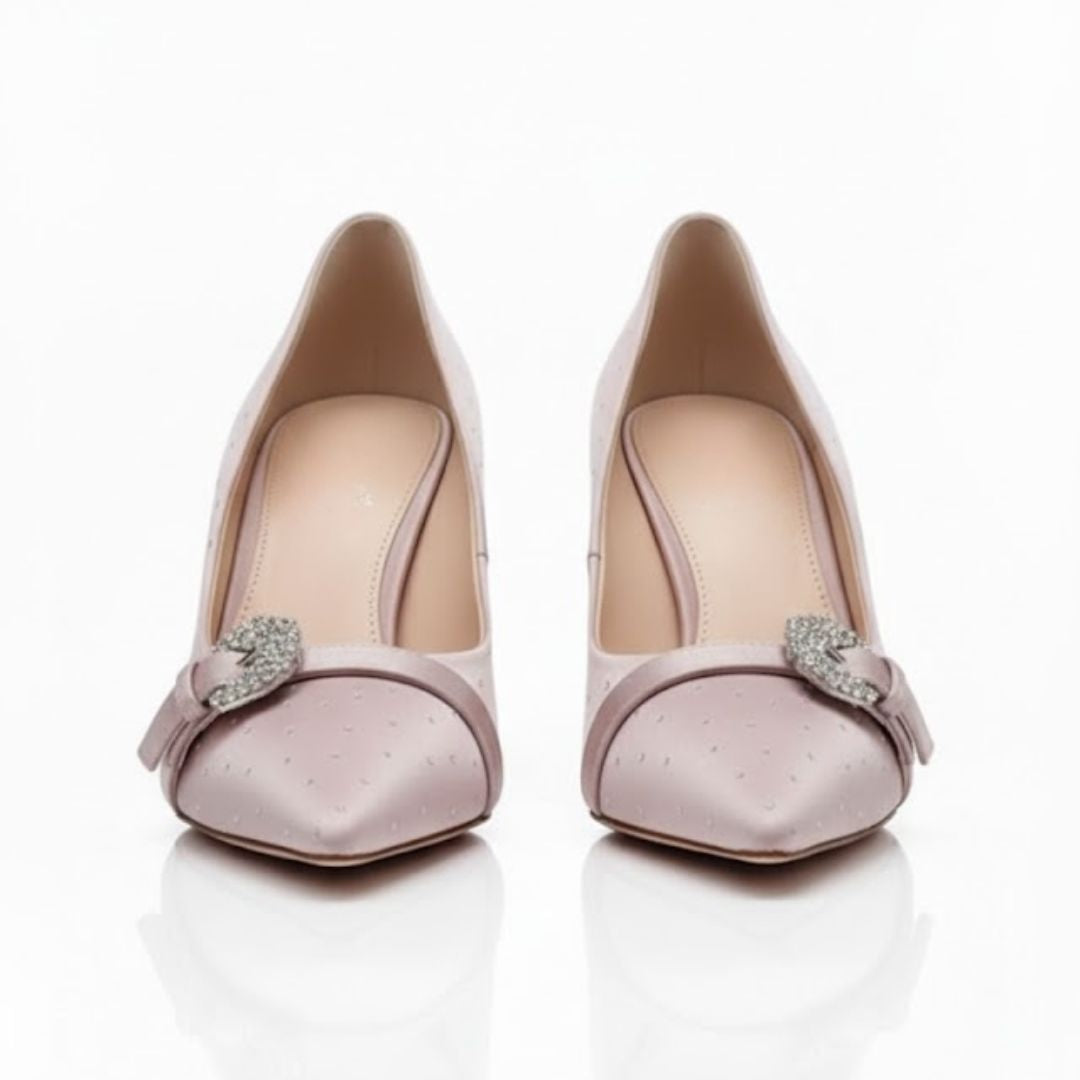 Pink high- Party heel with a decorative bow 