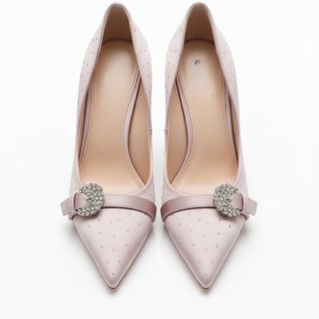 Pink high- Party heel with a decorative bow 