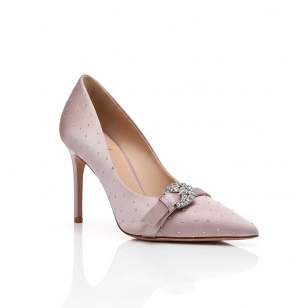 Pink high- Party heel with a decorative bow 