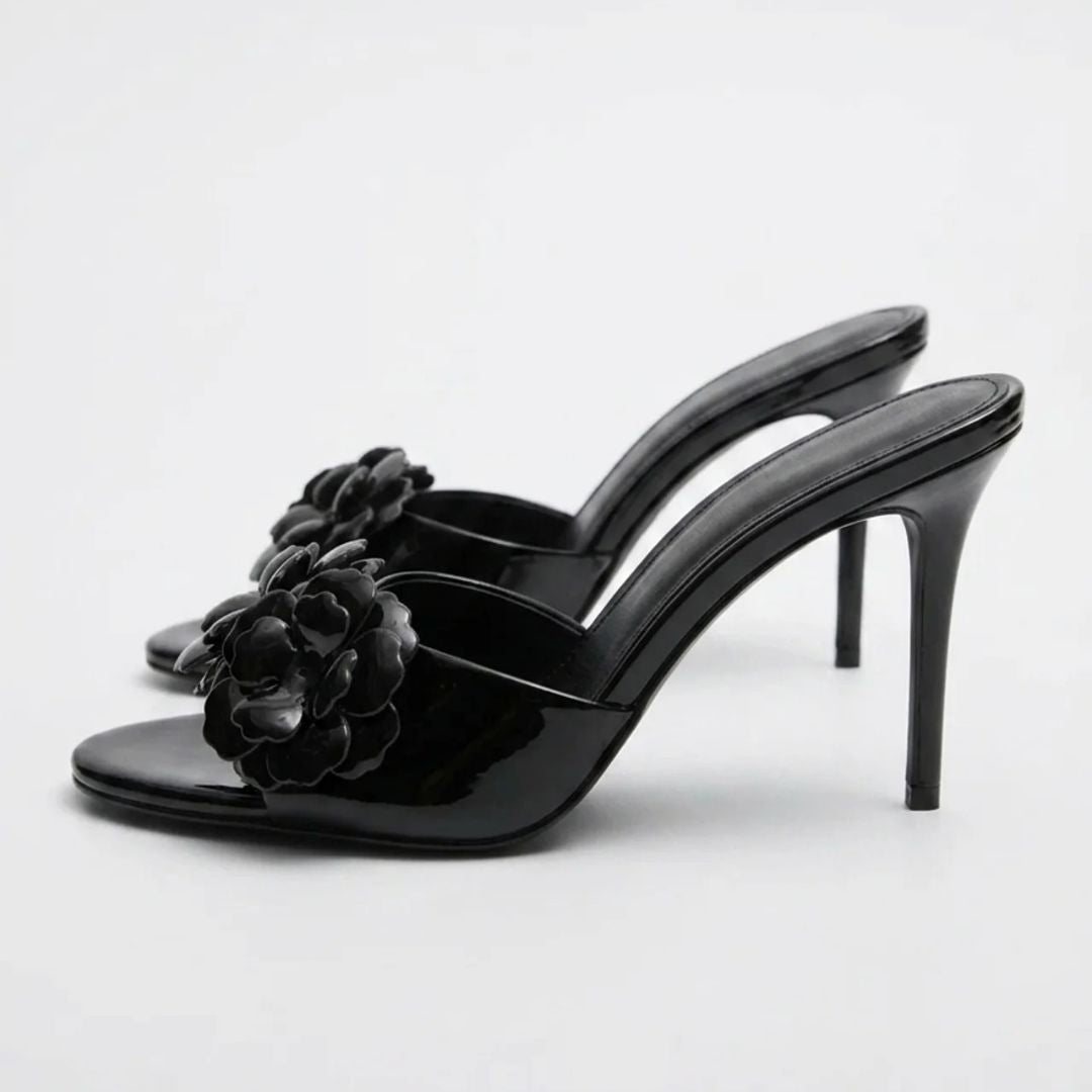 Bloom Petal - Black Rose Party heel