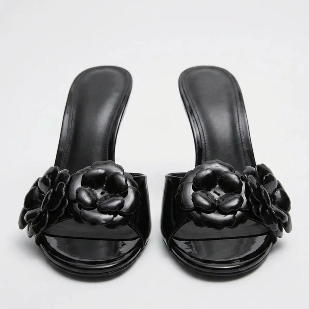 Bloom Petal - Black Rose Party heel