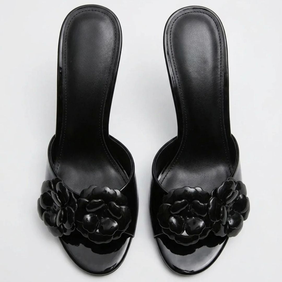 Bloom Petal - Black Rose Party heel