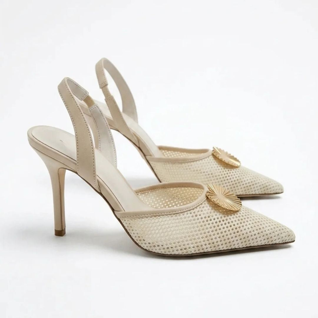 Soft Shell -  Cream Kitten heel