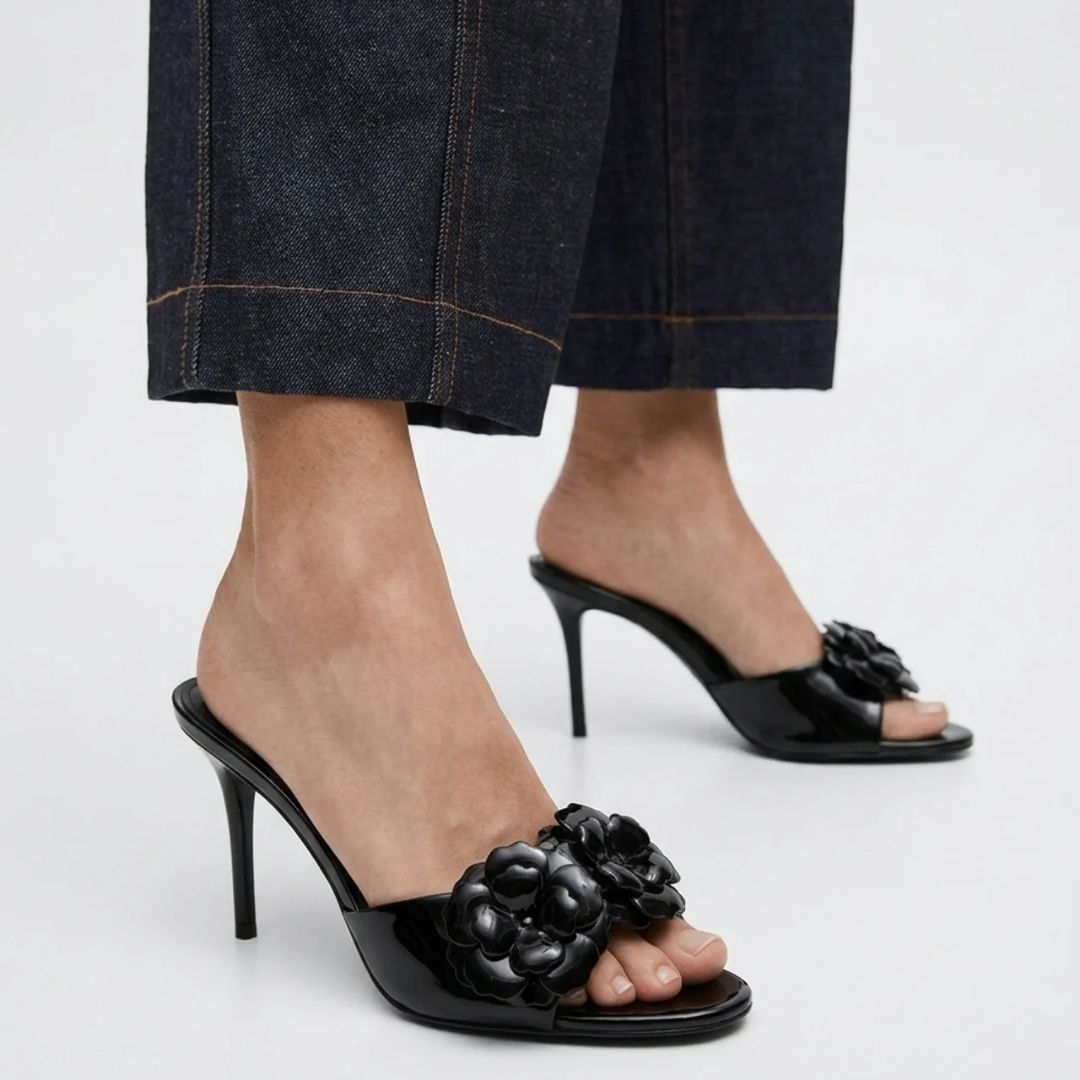 Bloom Petal - Black Rose Party heel