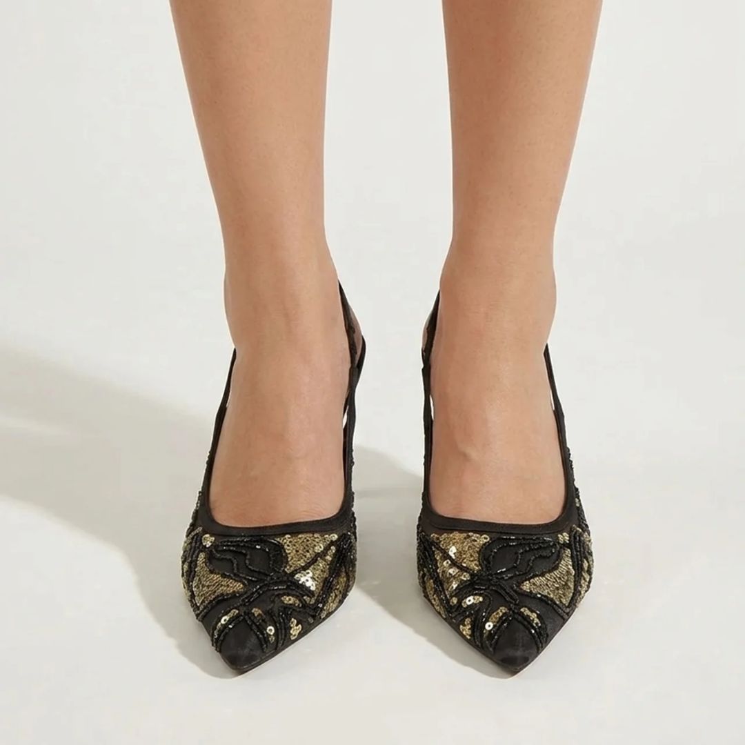 Night Star - Black & Gold Party Heel