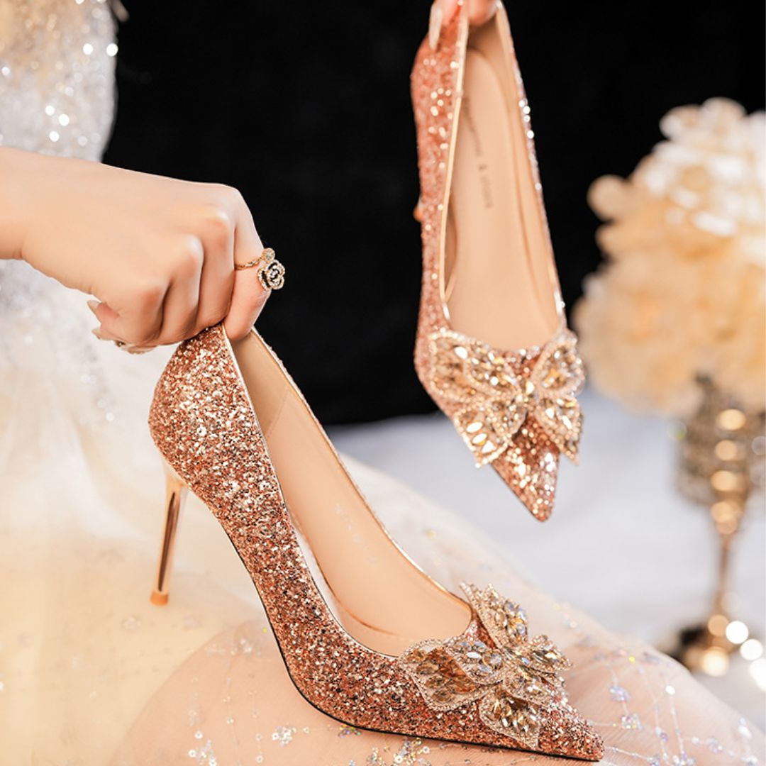 Malika (Champagne) — Bridal & Wedding Heels | Ozzaro