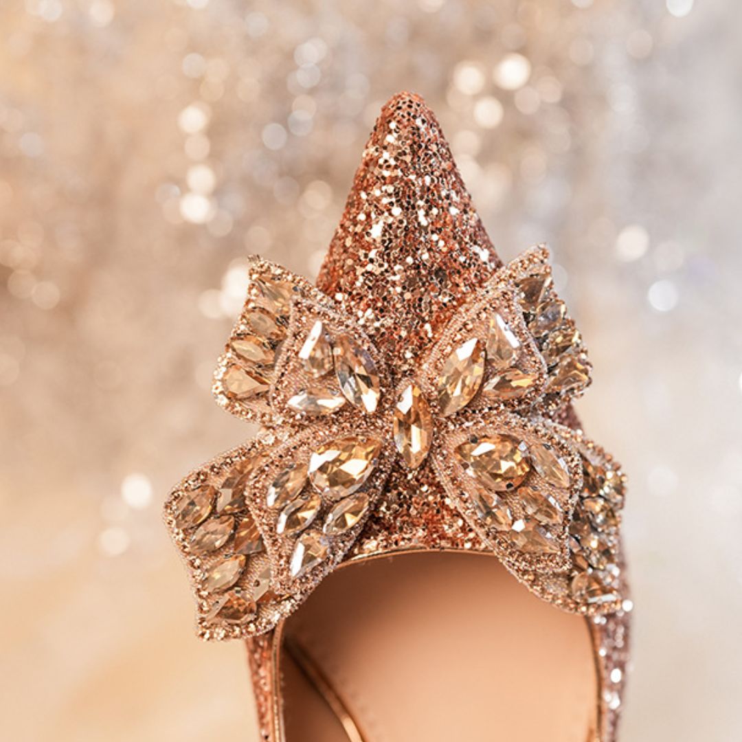 Malika (Champagne) — Bridal & Wedding Heels | Ozzaro